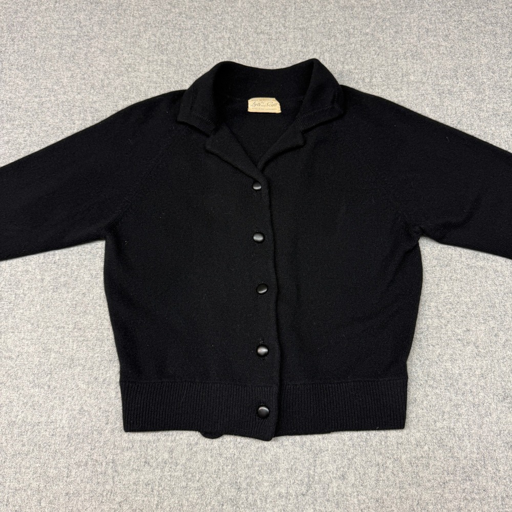 Lyle and Scott Cashmere Cardigan Sweater Black Vintage Scotch House Scotland
